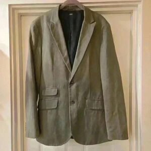 Armani Exchange Mens Linen Cotton Blazer Gray 40 Long